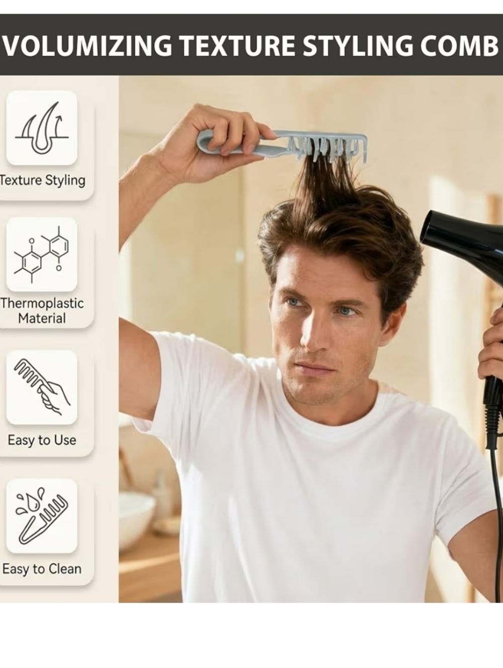 4-Pack Hair Texturizing Combs - Picture 4 of 8